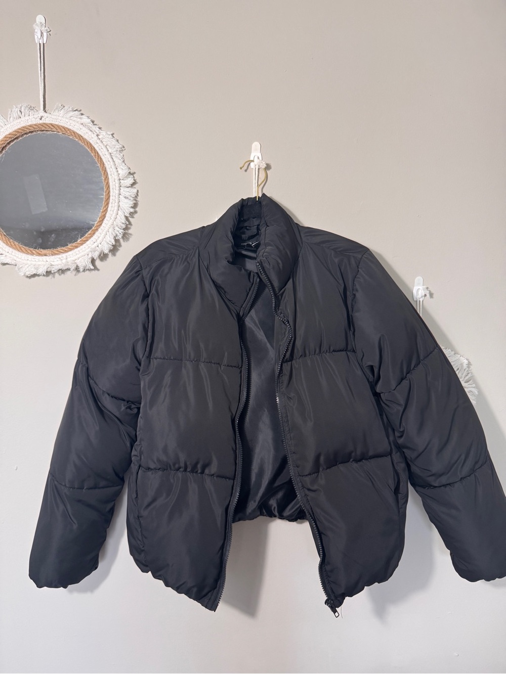 Forever 21 Black Puffer Jacket - Women's Quilted Winter Coat